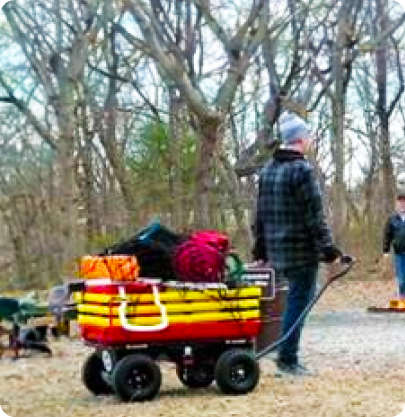 Camping gear loaded on Buffalo Cart outdoors