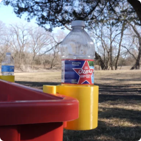 Built-in cup holder on Buffalo Cart side rail