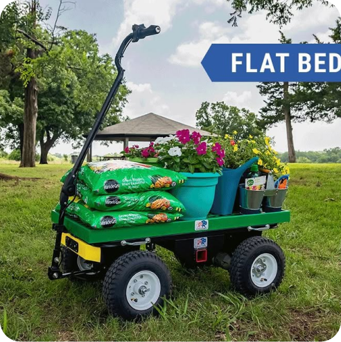 Flat bed Buffalo Cart hauling garden supplies