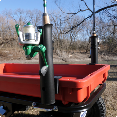 Fishing rod holder accessory on Buffalo Cart